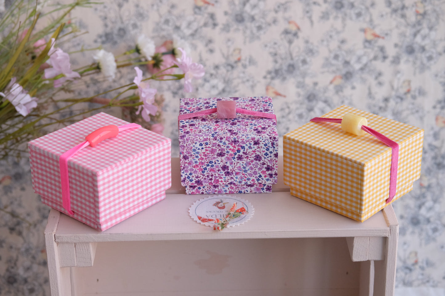 Mini joyeros de viaje entelados con estampados de vichy