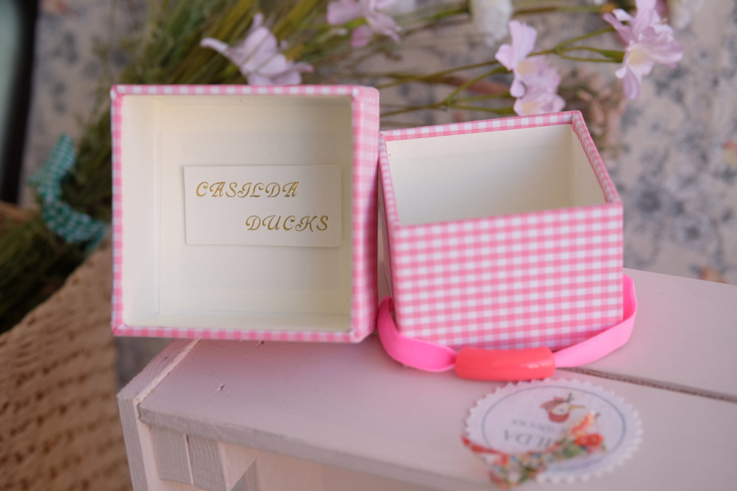 Mini joyeros de viaje entelados con estampados de vichy