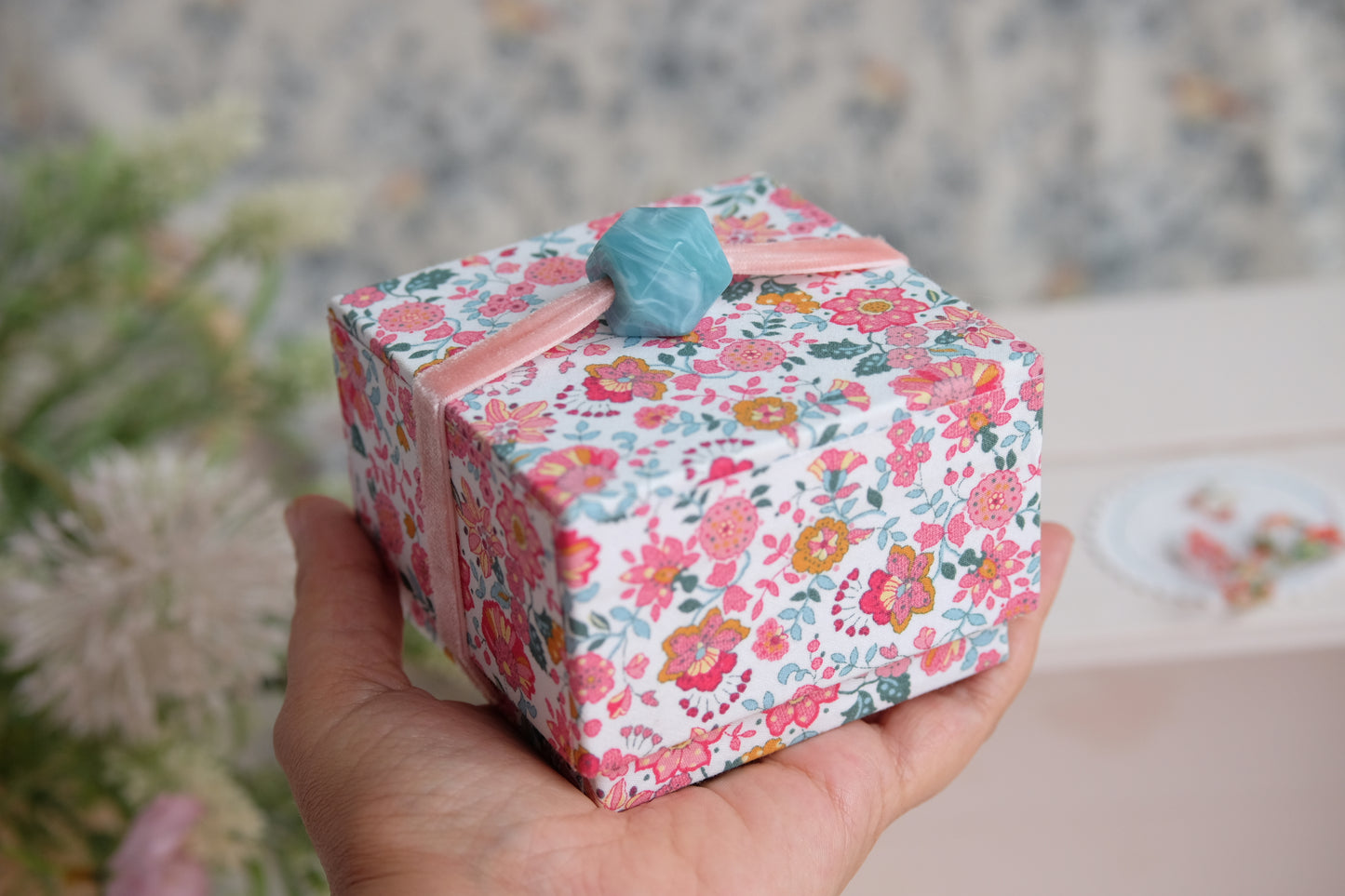 Mini joyeros de viaje entelados con estampados de flores