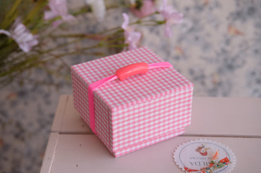 Mini joyero de viaje entelado con vichy rosa chicle