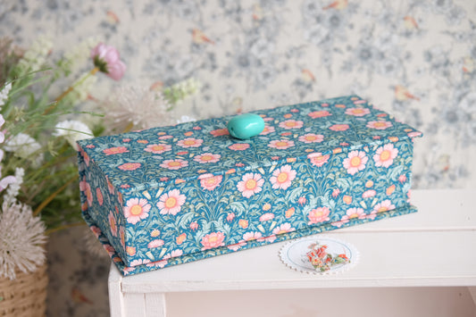 Caja joyero entelado con tela de William Morris