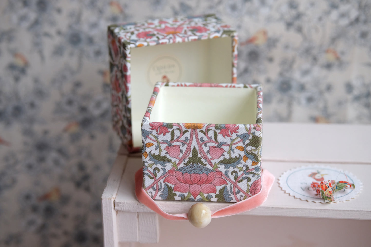 Mini joyero de viaje entelado estampado William Morris