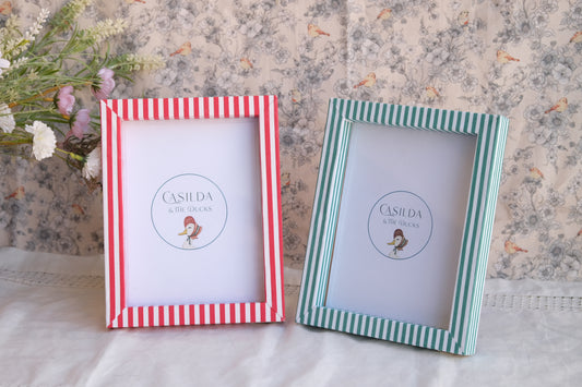 Marcos de fotos entelados a rayas verdes