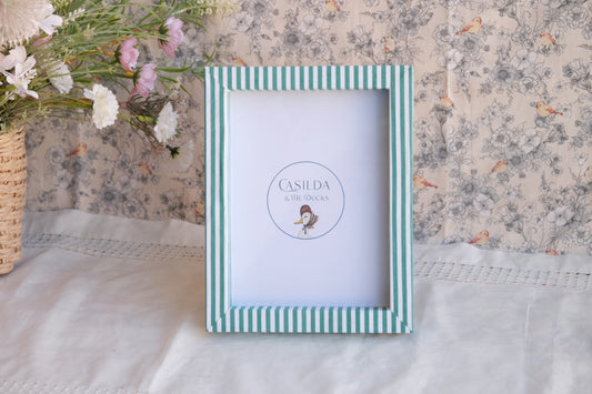 Marcos de fotos entelados a rayas verdes